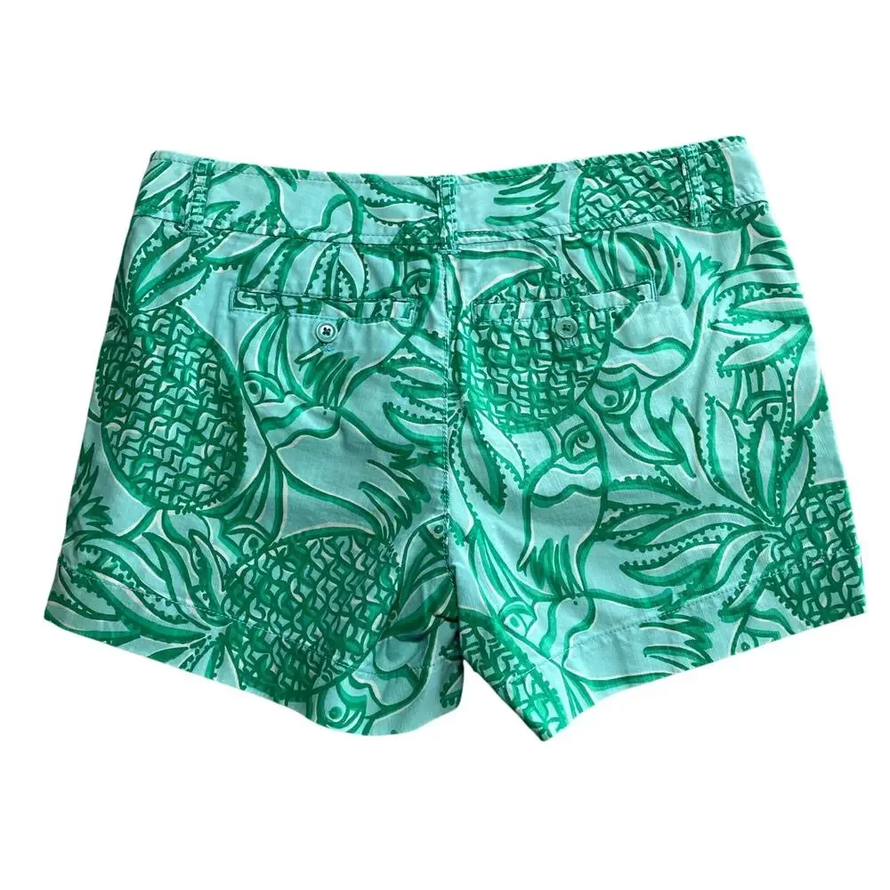 Lilly Pulitzer Shorts Womens Medium Green Originals Toucan Tango Tropical Print - Picture 2 of 8